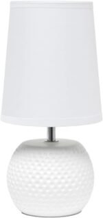 Mini Studded Texture Ceramic Bedside Table Lamp, White