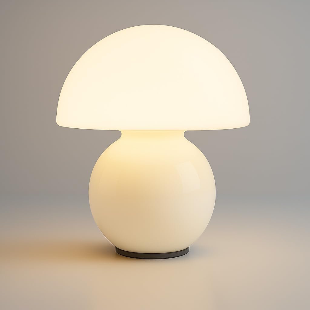 41PzIdJW8L._AC_SL1024_.jpg Orange Mushroom Lamp ?C Retro Mid Century Modern Table Light, Dimmable Nightstand Lamp for Bedroom & Desk, Aesthetic Home Decor (White) - Image 1