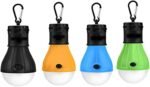 Tent Light 4-Pack Clip Hook Hurricane Emergency Lights  Camping Light Bulb Camping Tent Lamp Portable Lantern Bulb Camping Equipment for Camping, Hiking (Black & Orange & Blue & Green)