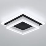 32W Modern LED Ceiling Light, Small Flush Mount Light Fixture, 6000K Cold White Ceiling Lamp, Square Hallway Lighting Fixtures for Living Room Bedroom Bathroom Kitchen (Black, Cold White)