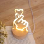 Finger Heart Night Light, 3D Pattern Desk Table Lamp USB Charging, Acrylic Button Desk Lamp for Living Room Home Bedroom - Image 2