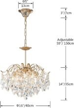 Crystal Chandelier, Raindrop Chandelier Crystals Light, Modern Pendant Chandelier Lighting, E12 Base 6-Lights, Shine Gold Finish - Image 2