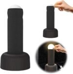 Hand-Pull Night Light, Column Night Light,Creative Silicone Charging  Bedside Night Light,1200mAh Rechargeable,Gag Practical Jokes Decorative Night Light (Black)