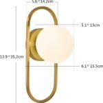 Mid Century Wall Sconces Modern Gold Vanity Wall Lamp with White Globe Lampshade Wall Light Fixture for Bathroom Bedroom Living Room Set of 2 - Image 2