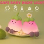 Night Light for Kids,Cute Eggplant Lamp Gifts Rechargeable Light Table Lamp Bedside Lamp,3 Levels Dimmable Nursery Night Light  Silicone Night Lamp Cute Room Decor for Kids Girls Boys - Image 2