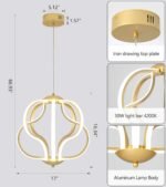 Modern Led Chandelier,Gold Hanging Pendant Lights for Dining Room Foyer Entryway Kitchen Living Room 8 Lights - Image 2
