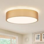 Gold LED Ceiling Light, Modern Flush Mount Ceiling Light Fixture, Minimalist Round Metal Lighting Fixture Ceiling Lamp for Hallway, Entryway, Bedroom, Balcony, 11.81 Inch