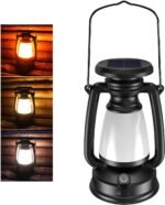 4000mAh Classic Solar-Powered Rechargeable Camping Lantern: Vintage Style for Hiking, Hunting, and Fishing. Brightness Adjustable and eco-Friendly for Outdoor Adventures. (1)