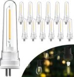12 Pack String Light Bulb Replacement, S14 LED Bulbs for Outdoor Lighting, 2-Prong G5 Base, 50 LM, 1W (4W Equivalent), 2700K Soft White, Non-Dimmable, Wet Rated ETL
