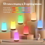Table Lamp, Portable Touch lamp Sensor Control Bedside Lamps with Quick USB Charging Port, 5 Level Dimmable Warm White Light & 13 Color Changing  Night Light for Bedroom/Office/Hallways - Image 2