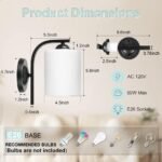 Wall Sconce 1 Light, Modern Wall Light Fixture, Bathroom Vanity Lights with Matte Black Wall Lamp for Bedroom Kitchen Hallway Porch, Milky White Glass Shades, E26 Socket, Bulbs Not Included - Image 2