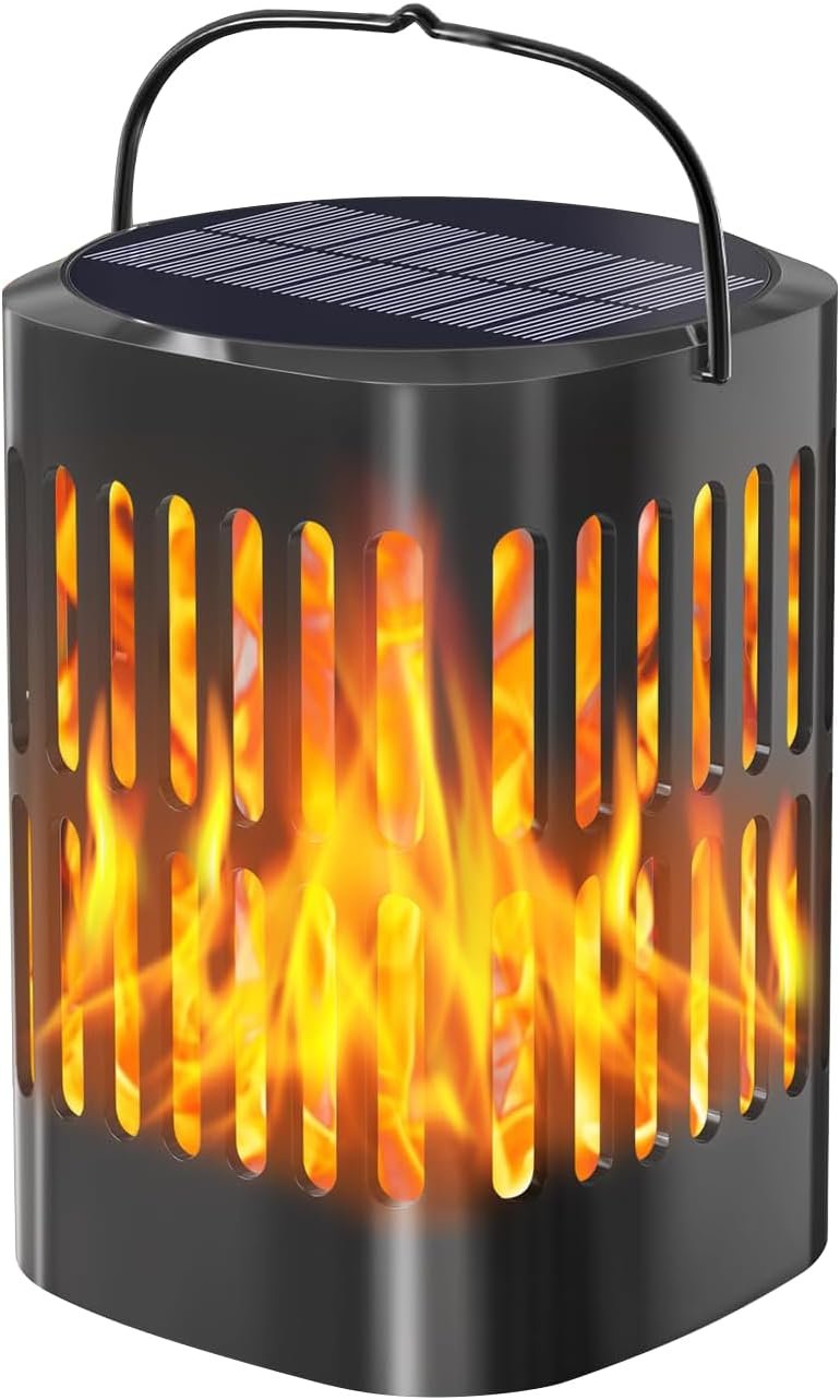 61OnALT1qPL._AC_SL1500_.jpg Solar Lanterns Solar Powered and Charging Flickering Flames Solar Lights Outdoor Hanging Lanterns Waterproof Landscape Decoration Lighting Dusk to Dawn Auto On/Off for Halloween(1 Pack) - Image 1