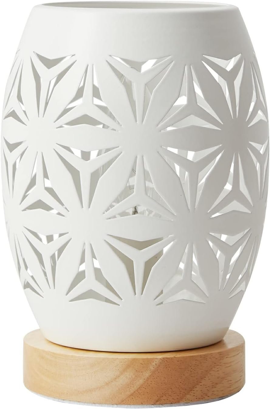 61QKvMk9tAL._AC_SL1500_.jpg Bedside Table Lamp, Small Night Light Metal Lampshade and Wood Base, E12 40W Desk Lamp for Bedroom Living Room Home Decor Office Restaurant Bar, White, Without Bulb - Image 1