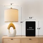 Boho Table Lamps Bedroom Living Room Set 2 Small Farmhouse Rattan Table Lamp 19??Rustic Home ration Nightstand Bedside Lamp for Office Compatible with Smart Light Bulbs(Not Include Bulbs) - Image 2