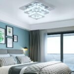 Crystal Ceiling Light Square Chandelier Modern LED Flush Mount 2 Layers Ceiling Lamp Lighting Fixture for Dining Room Living Room Bedrooms Kitchen Hallway Foyer (Cool White) - Image 2