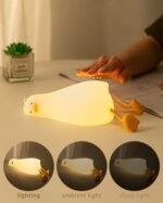 Lying Flat Duck Night Light, 3 Level Dimmable Nursery Nightlight,Cute Lamps Silicone Squishy Light Up Duck,Rechargeable Bedside Touch Lamp for Breastfeeding Toddler Baby Kids Decor - Image 2
