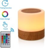 Nursery Night Light for Kids, USB Rechargeable Small Desk Lamp,13 RGB Colors & 4 Brightness & 1 Remote, Touch Bedside Cordless Table Lamp, Portable Night Lamp for Bedroom Living Room Home (Brown) - Image 2