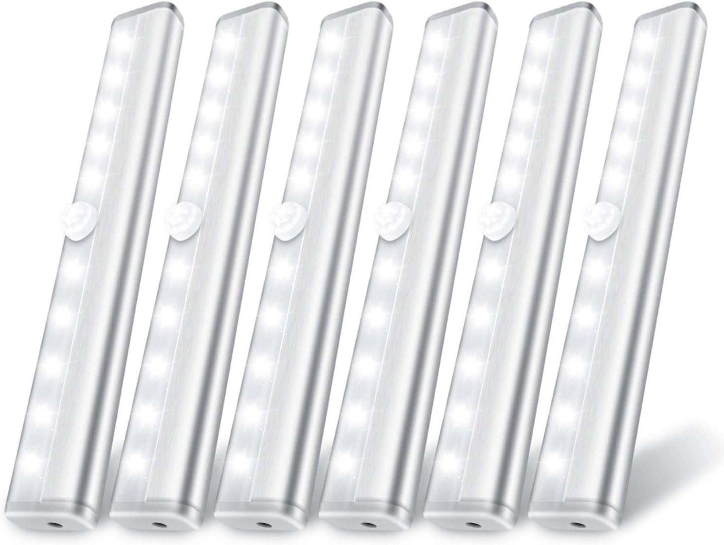 61WSRLpH2AL._AC_SL1500_.jpg 6 Pack Motion Sensor Lights, 10 Closet Battery Operated Lights, Stick-On Anywhere Magnetic Night Light Bar, Safe Light Indoor for Closet Stairs Wardrobe - Image 1