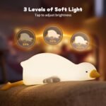 Children's Night Light, Silicone Duck Animal Night Light Baby for Children's Room, 3 Brightness Bedside Lamp, Gifts for Girls, 1200 mAh USB Rechargeable Night Light, Dimmable for - Image 2