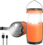 Camping Lantern Rechargeable,Lanterns for Power Outages 5000mAh, IPX5 Waterproof, Rechargeable Camping Lantern with Hand-Cranked, Solar Lantern Camping Essentials for/Tent/Hikin