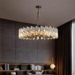Black Chandelier,Crystal Round 10-Light Adjustable Height Chandelier Lighting Fixture for Dining Room,Bedroom,Living Room,Foyer,Kitchen Island - Image 2