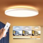 Dimmable LED Flush Mount Ceiling Light Fixture with Remote Control, 12Inch 24W 3000K-6500K Light Color Adjustable, Modern Ultra-Thin Ceiling Lamp for Bedroom Kitchen, Wired