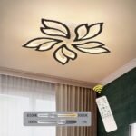 LED Ceiling Light Fixture, 60W Modern Leaves Ceiling Lamp Dimmable Black Flush Mount Ceiling Chandelier for Living Room Study Room Dining Room Bedroom