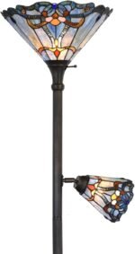 L10686 Baroque  Stained Glass  Floor Lamp with Sidelight for Reading Home Decor, 71-inch Tall
