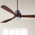 66"  XL DC Modern Industrial Indoor Ceiling Fan with LED Light Remote Control Matte Black Dark Walnut Opal Glass for Living Room Kitchen House Bedroom Family Dining Home