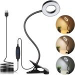 Clip on Light LED Reading Book Study Lamp 3 Color Modes 10 Brightness Eye Protection 360?? Flexible Gooseneck Student Dormitory Office Desk Lamp at Night in Bed