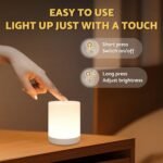 Touch Night Light for Baby Nursery, 3 Color Dimmable Night Light Battery Operated for Kids, Adult, Tap Nightlight Rechargeable, Cordless Small Lamp Portable for Bedroom, Bathroom, Nightstand, Hallway - Image 2