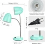 Eye-Caring Table Lamp of Simple Designs Home E26 Led Screw Basic Metal Desk Lamp with Flexible Gooseneck Hose Neck Study Lamp for Bedroom Office Living Room Convenient On/Off Switch(Green) - Image 2