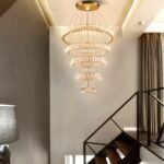 LED Big Crystal Chandeliers Modern 5 Rings Pendant Light Adjustable Ceiling Light for Bedroom Dinning Room Kitchen (Warm White) - Image 2