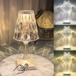 Crystal Table Lamp Touch Control Crystal Rose Lamp, [2000mAh]Rechargeable LED Diamond Table Lamps with 3 Color Changing Light, [Non-Yellowing]Acrylic Cordless Table Lamp Small Lamp for Room Bedroom