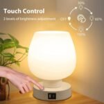 Touch Bedside Table Lamp with 2 USB Charging Ports, 3 Way Dimmable Bedside Lamp with White Opal Glass Lamp Shade, Touch Table Lamp for Bedroom Nightstand, Living Room, Home Office, Dorm - Image 2