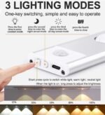 Motion Sensor Under Cabinet Light, 3 Hill Light Modes Stepless Dimming Under Closet Lights, Type-C USB Rechargeable Magnetic Counter Night Lights for Kitchen Wardrobe Cupboard - Image 2