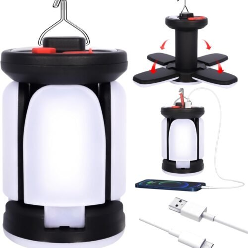 Rechargeable Camping Lantern, Folding  Camping Lamp-6 Lighting Modes Super Bright, Portable Camping Tent Lamp