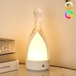 Table Lamp for bedroom with Touch Control,LED Nightstand Lamp Fourth Gear-3000K 4000K 6000K and Seven Color Light,Cordless Battery Operated Desk Lamp,Perfect for Bedroom,Couple Dinner,Cafe.(White)