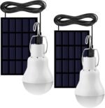 Solar Light Bulb Portable 350LM Solar Powered Camping Light  Lantern Outdoor for Lamp Light Hiking Fishing Tent Indoor Shed Chicken Coop Hurricane Emergency With  Chargeable(Pack of 2)