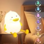 Duck Night Light Children, Duck Silicone Night Light with 30 Minute Timer, 7 Colours Touch Control, Bedside Lamp, USB Rechargeable Lamp, Touch Control, Gifts for Boys, Girls