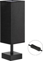 Black Small Table Lamp - Bedside Lamp for Bedroom, Minimalist Nightstand Lamp with Black Base, Desk Lamp for Kids Room Dorm - Image 2