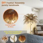 Natural Ostrich Feather Floor Lamp, Modern LED Dimmable Standing Lamp, Romantic Princess Bedroom Reading Lamp, Tall Corner Lamp for Living Room, Dining Room and Office (120cm, Brown) - Image 2