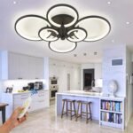33.3inch LED Ceiling Light,Dimmable Modern Ceiling Light,6 Rings Flush Mount Ceiling Lamps Acrylic Lampshade Remote Controller Black LED Chandelier for Home Office Bedroom(33.3x24.8x4.92in/70w)