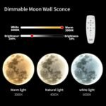 Dimmable Moon Wall Sconce Plug in Modern LED Wall Light with Remote Control 9.5inch 15W Black Wall Lamp Indoor Wall Mounted Lighting Ceiling Light Fixture for Living Room Bedroom - Image 2