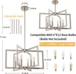 Dining Room Light Fixture, 6-Light Brushed Nickel Chandelier Modern Metal Industrial Chandelier Lighting for Farmhouse Living Room Kitchen Entryway (Nickel, E12 Bulbs Not Included) - Image 2