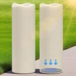Large Solar Flameless Flickering Candles Outdoor Waterproof, Solar Powered Dusk to Dawn White Plastic  Pillar Candles Garden Camping Lanterns Wedding Indoor Decor (2Pcs,4" D??14" H)