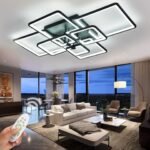 Modern Led Ceiling Light for Living Room,dimmable Ceiling Light Fixture with Remote,Black Flush Mount Ceiling Light,120W Ceiling Lamps,41.7??Ceiling Lighting,Big Ceiling led.