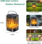 Solar Lanterns Solar Powered and  Charging Flickering Flames Solar Lights Outdoor Hanging Lanterns Waterproof Landscape Decoration Lighting Dusk to Dawn Auto On/Off for Halloween(1 Pack) - Image 2