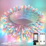 String Lights Indoor Bedroom Connectable, 33ft 100 Led Multicolor Christmas Light Outdoor Clear Wire, Plug in Fairy Lights with Remote for Classroom Dorm Decorations