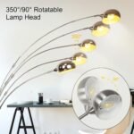 5-Light Arc Floor Lamp, 86.6" Chrome Floor Lamps for Living Room, Multi-Head LED Standing Tall Lamp with Adjustable Arms, Modern Tree Floor Lamp for Bedroom, Study, Office, E12 Bulbs Included - Image 2